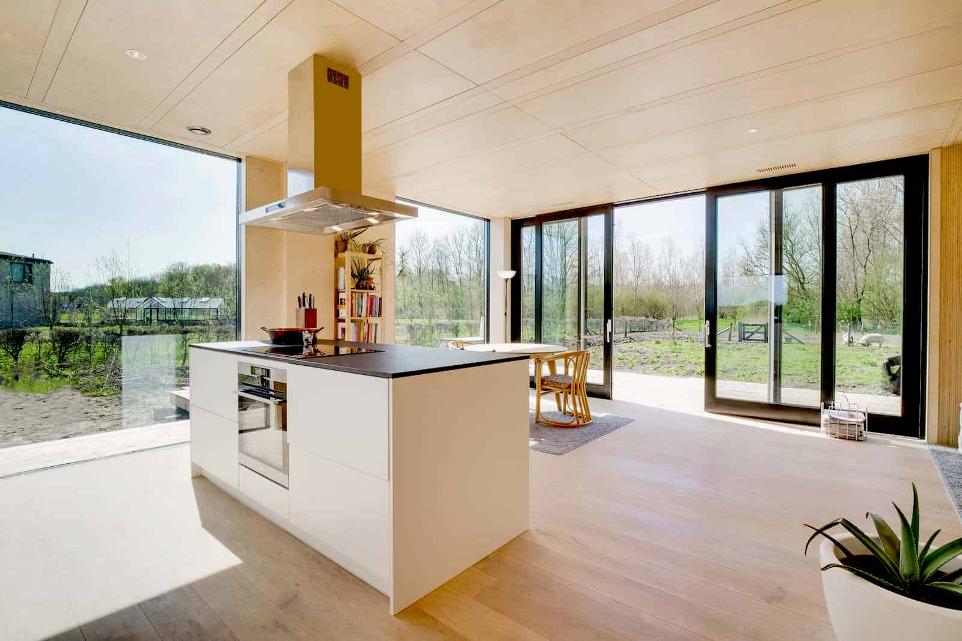 Binnenzijde CNC gefreesde houten modulaire woning